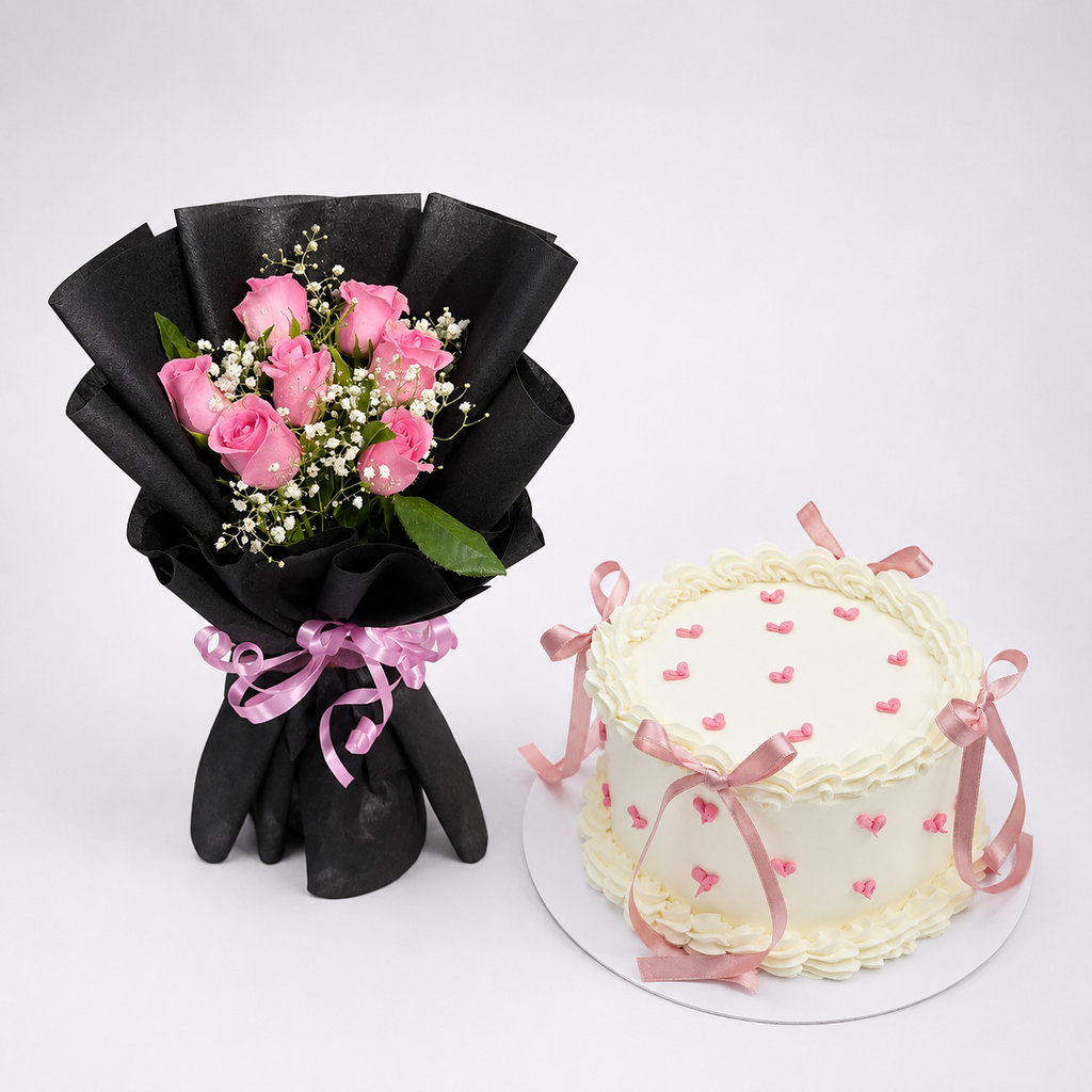 Rose & Bow Cake Combo