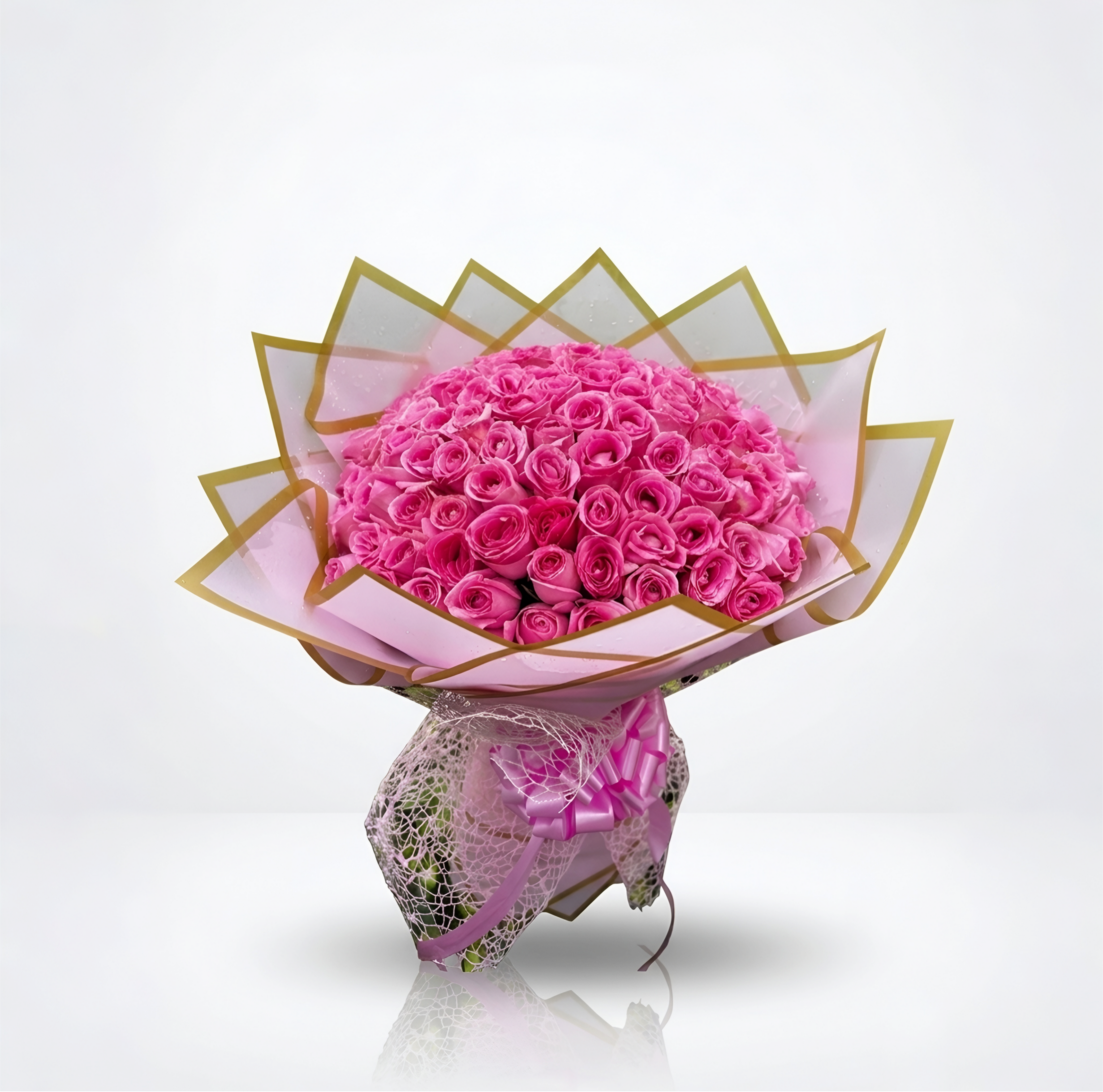 100 Pink Roses Bouquet