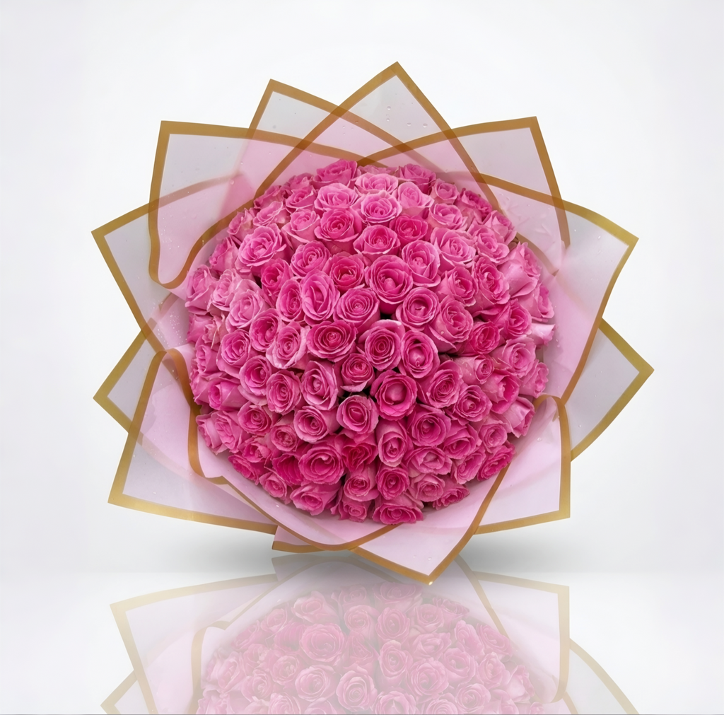100 Pink Roses Bouquet