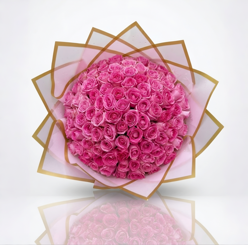 100 Pink Roses Bouquet