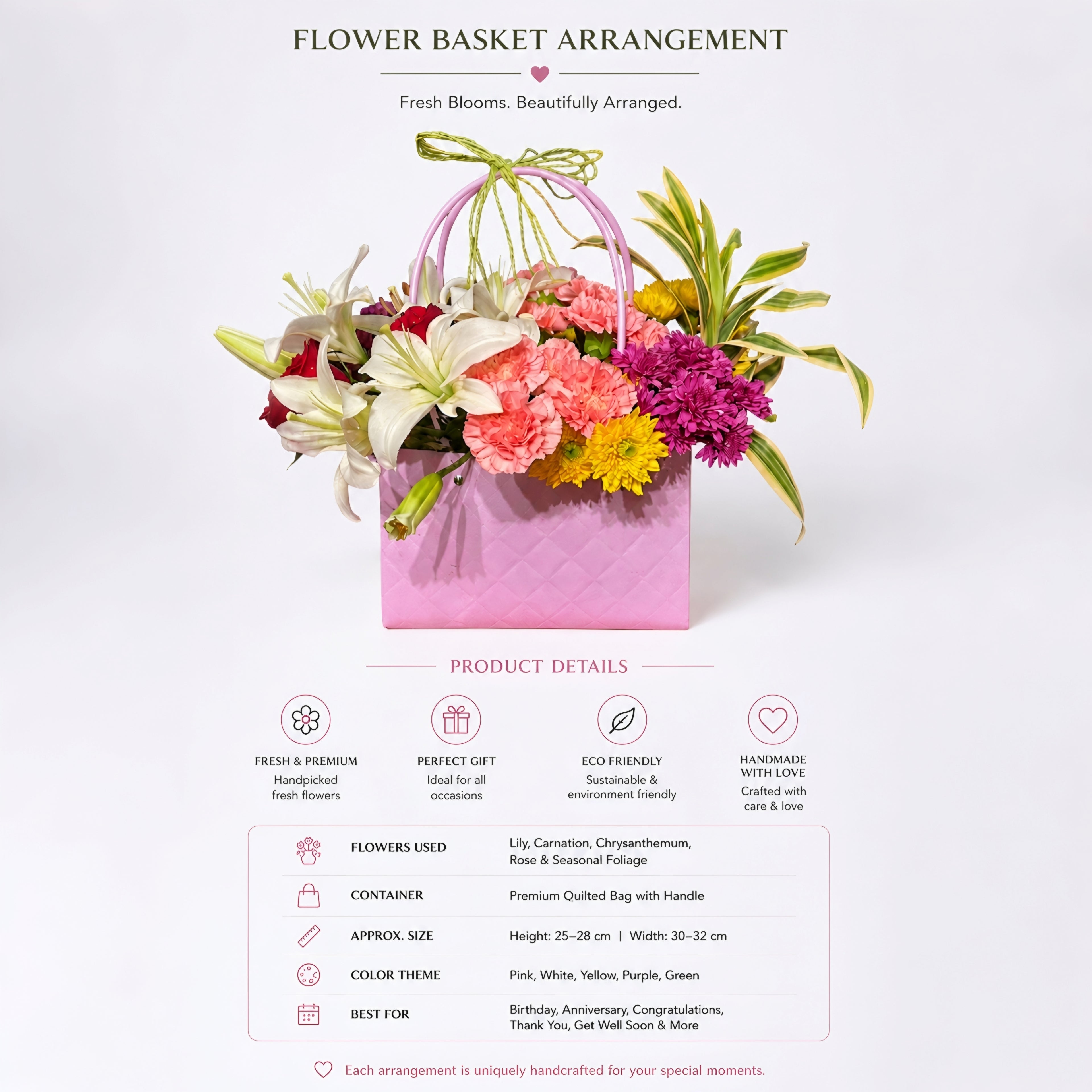 Elegant Mixed Flower Basket