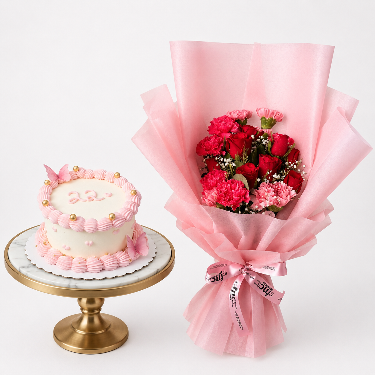 Pink Bouquet &  Birthday Combo
