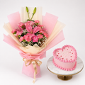 Lily Bouquet & Heart cake Combo