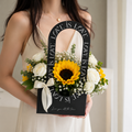 Sunflower & White Rose Love Stand