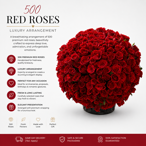 500 Red Roses Arrangement