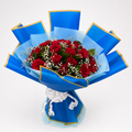 Blue Sapphire Red Rose Bouquet