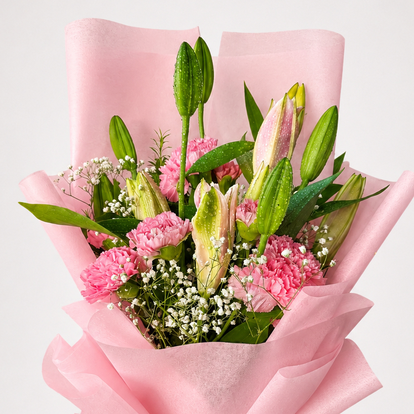 Pink Lily & Carnation Bouquet
