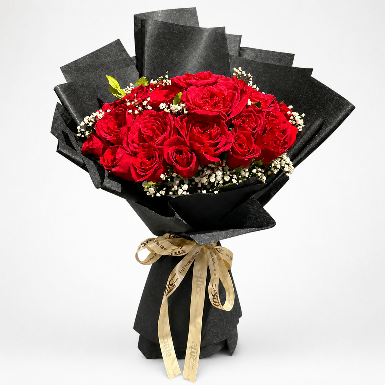 Red Roses Black Wrap Bouquet
