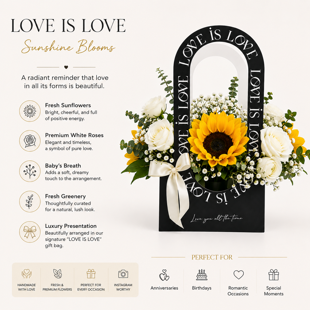 Sunflower & White Rose Love Stand