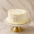 Ivory Ruffles & Pearls Milestone Cake