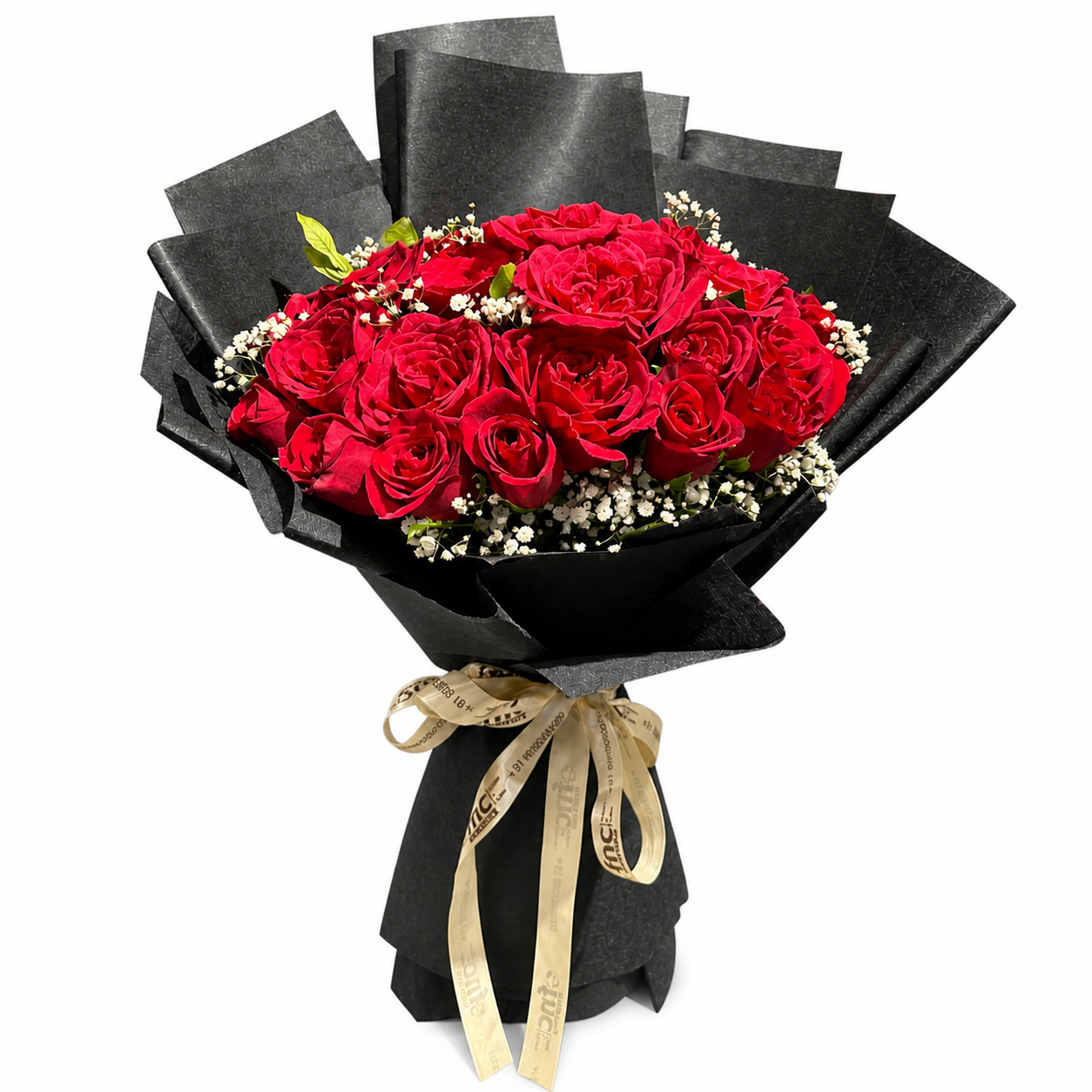 Red Roses Black Wrap Bouquet