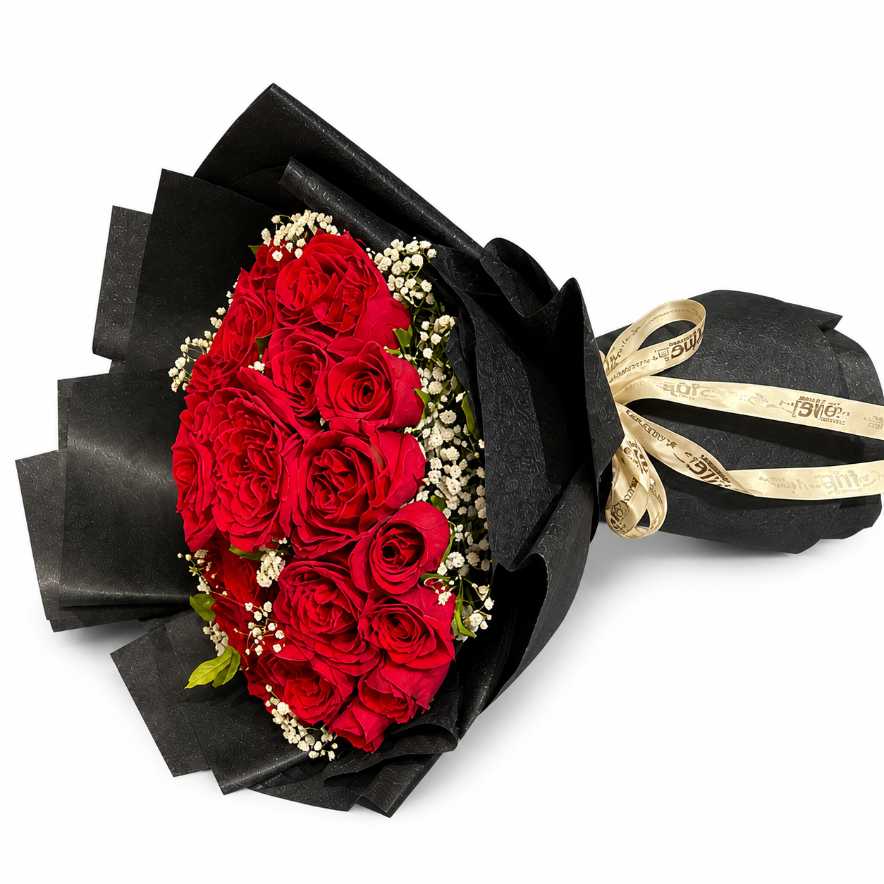 Red Roses Black Wrap Bouquet