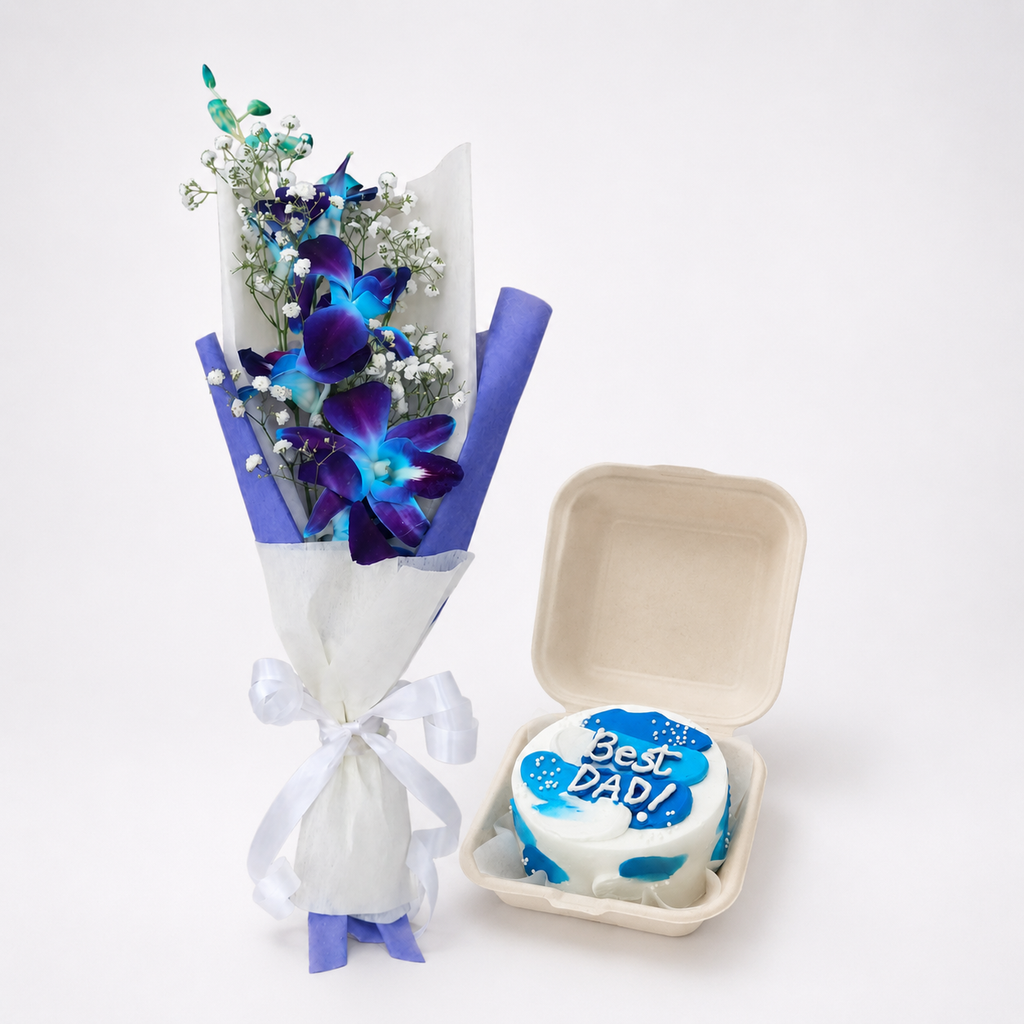 Best Dad Cake With Blue Orchids