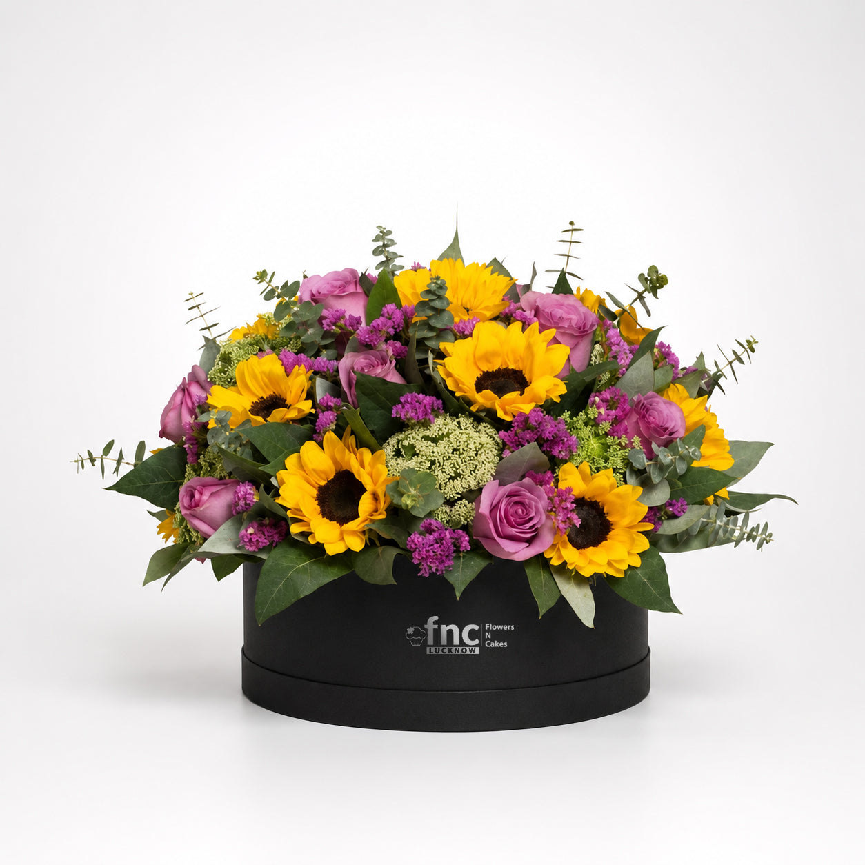 Sunflowers & Pink Roses Black Box