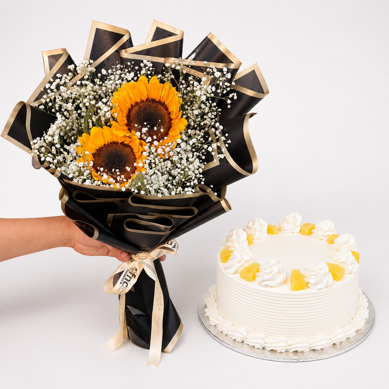 Sunflower Bouquet & Cake Combo