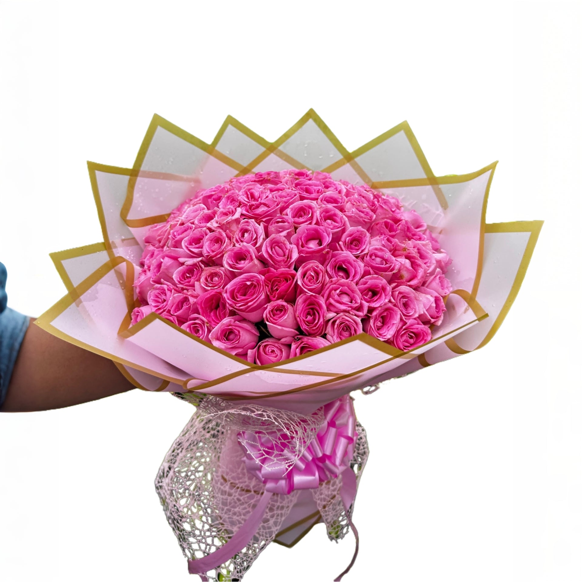 100 Pink Roses Bouquet